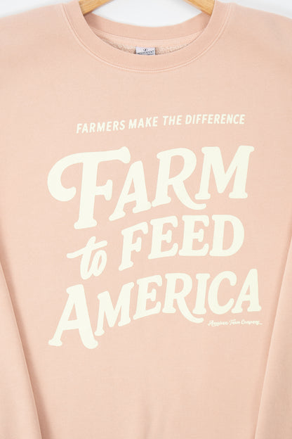 'Farm to Feed America' Dusty Pink Crewneck