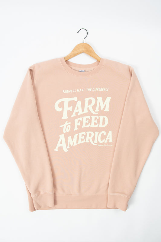 'Farm to Feed America' Dusty Pink Crewneck