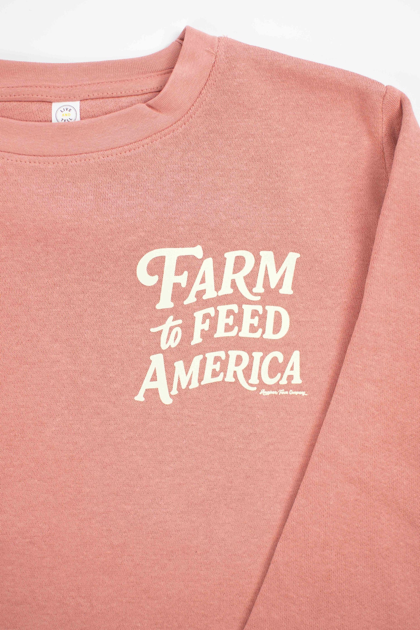 'Farm to Feed America’ Pink Youth Crewneck