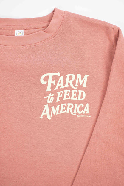 'Farm to Feed America’ Pink Youth Crewneck