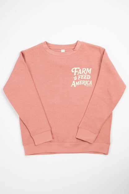 'Farm to Feed America’ Pink Youth Crewneck