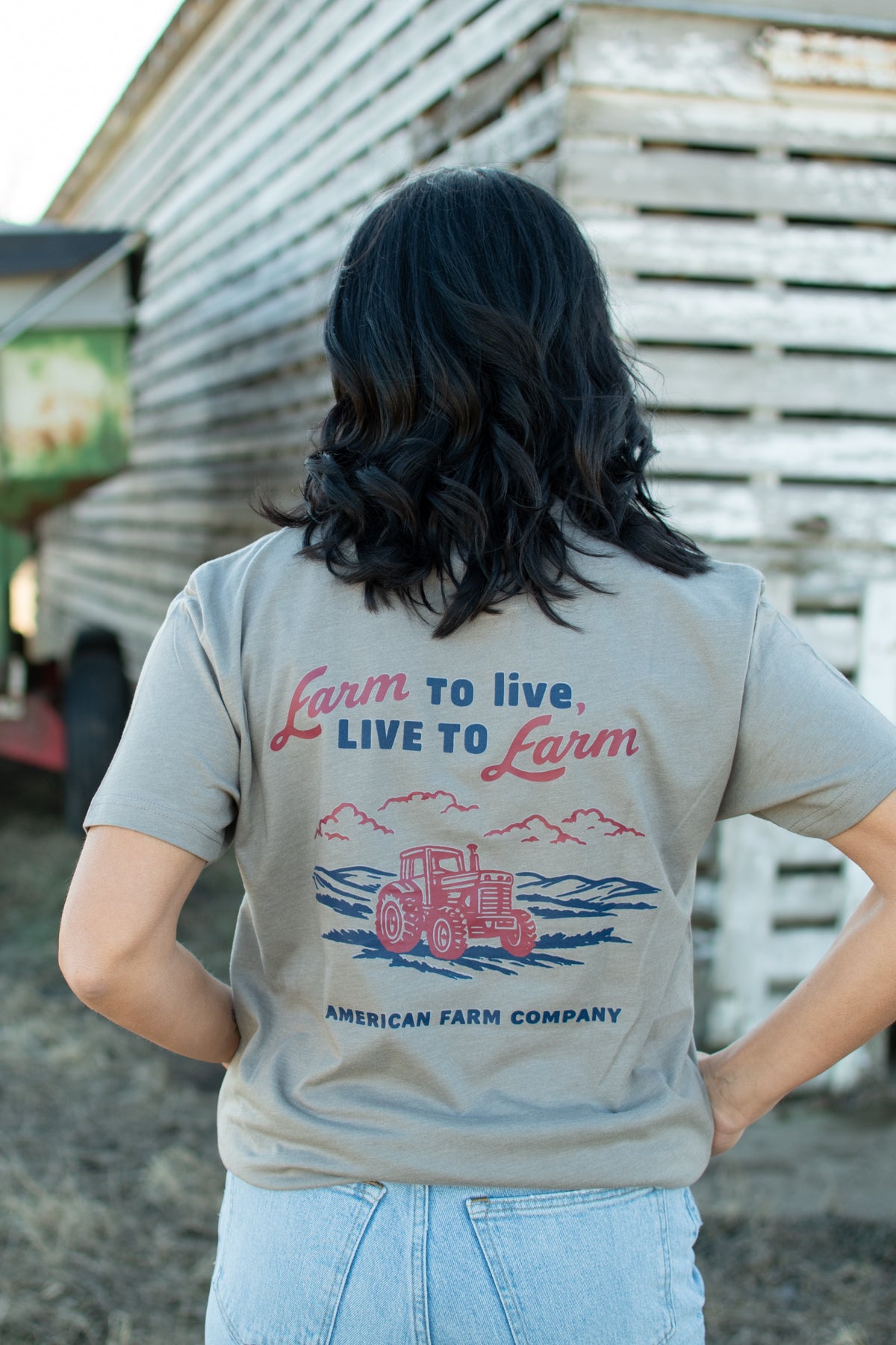 'Farm to Live, Live to Farm' Grey Essentials Tee