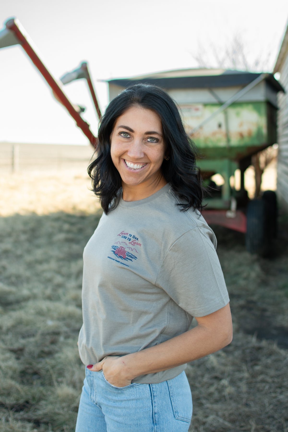 'Farm to Live, Live to Farm' Grey Essentials Tee