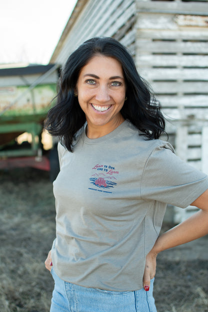 'Farm to Live, Live to Farm' Grey Essentials Tee