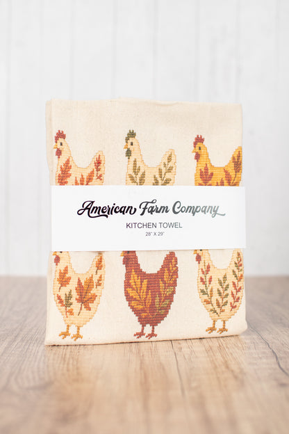 Faux Cross Stitch Chicken Kitchen Towel