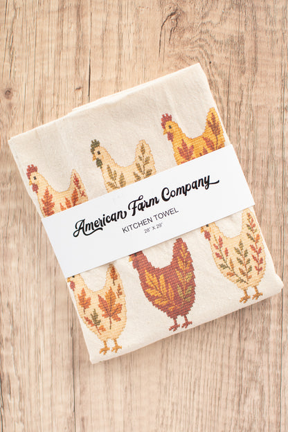 Faux Cross Stitch Chicken Kitchen Towel