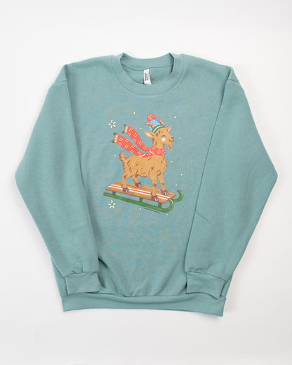 Festive Christmas Goat Adult Crewneck