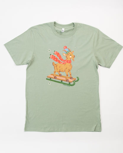 Festive Christmas Goat Adult T-Shirt