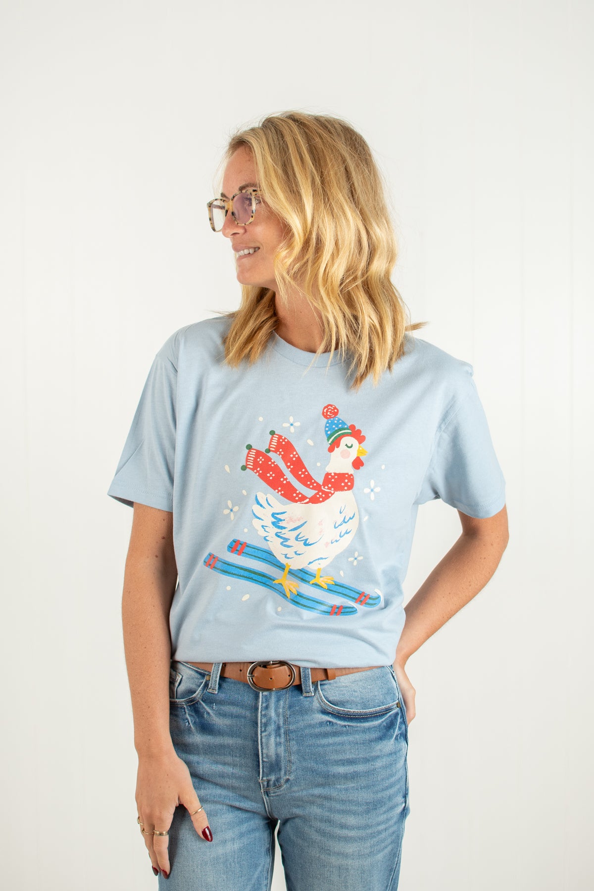 Festive Christmas Chicken Adult T-Shirt