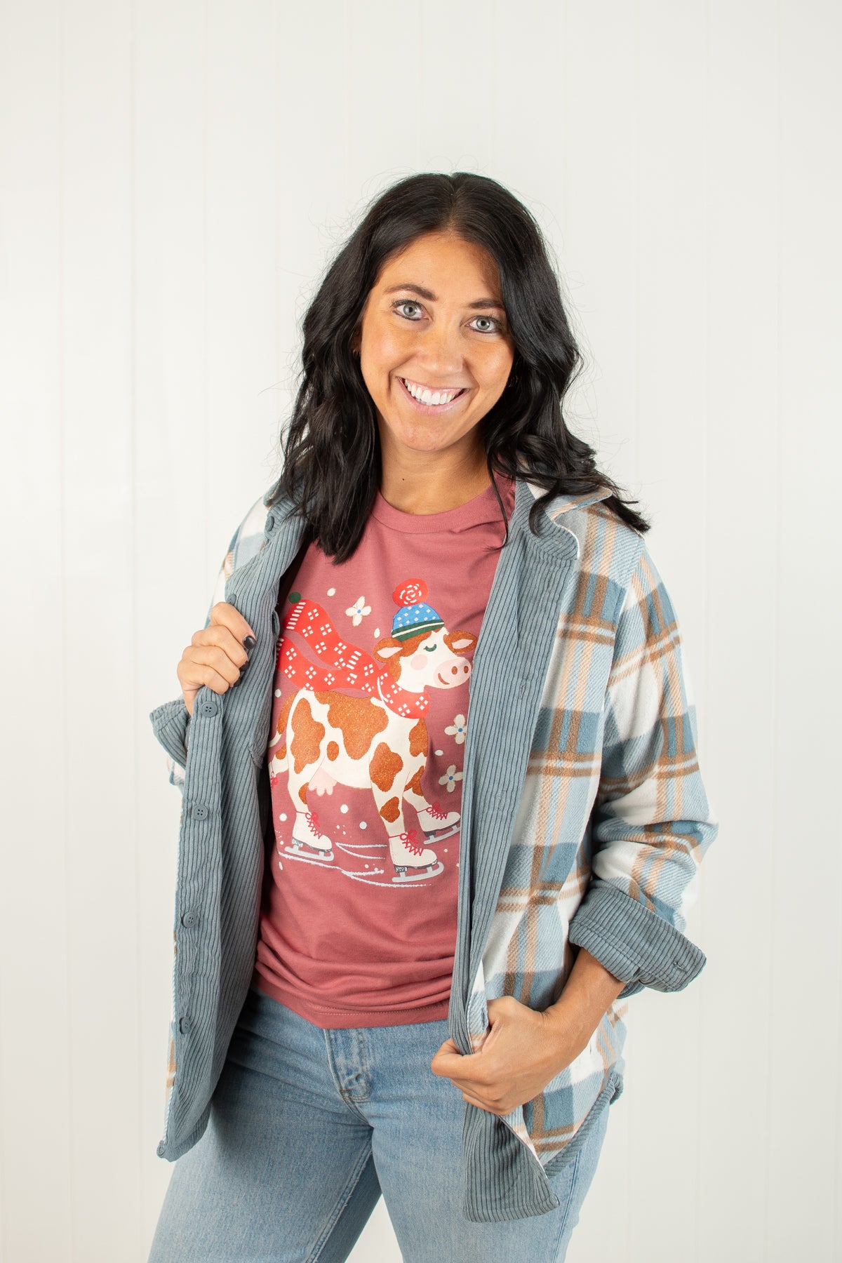 Festive Christmas Cow Adult T-Shirt