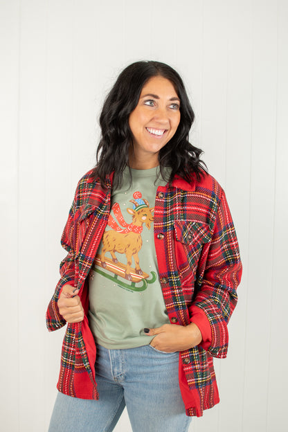 Festive Christmas Goat Adult T-Shirt