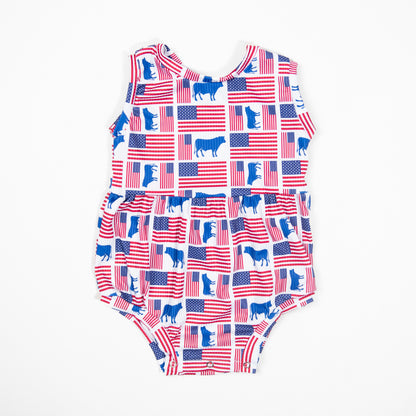 Flags & Steers Baby Bubble Romper