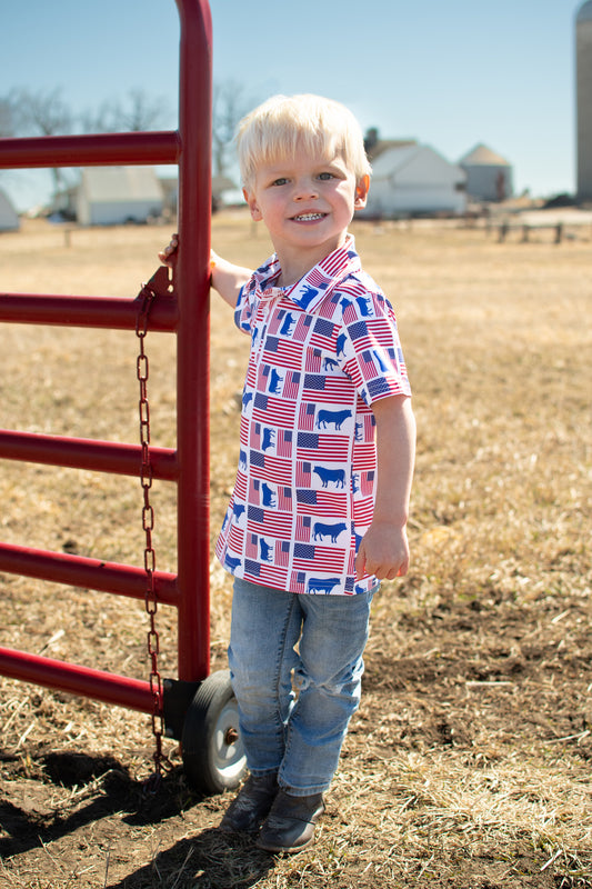 Flags & Steers Baby/Youth Performance Polo