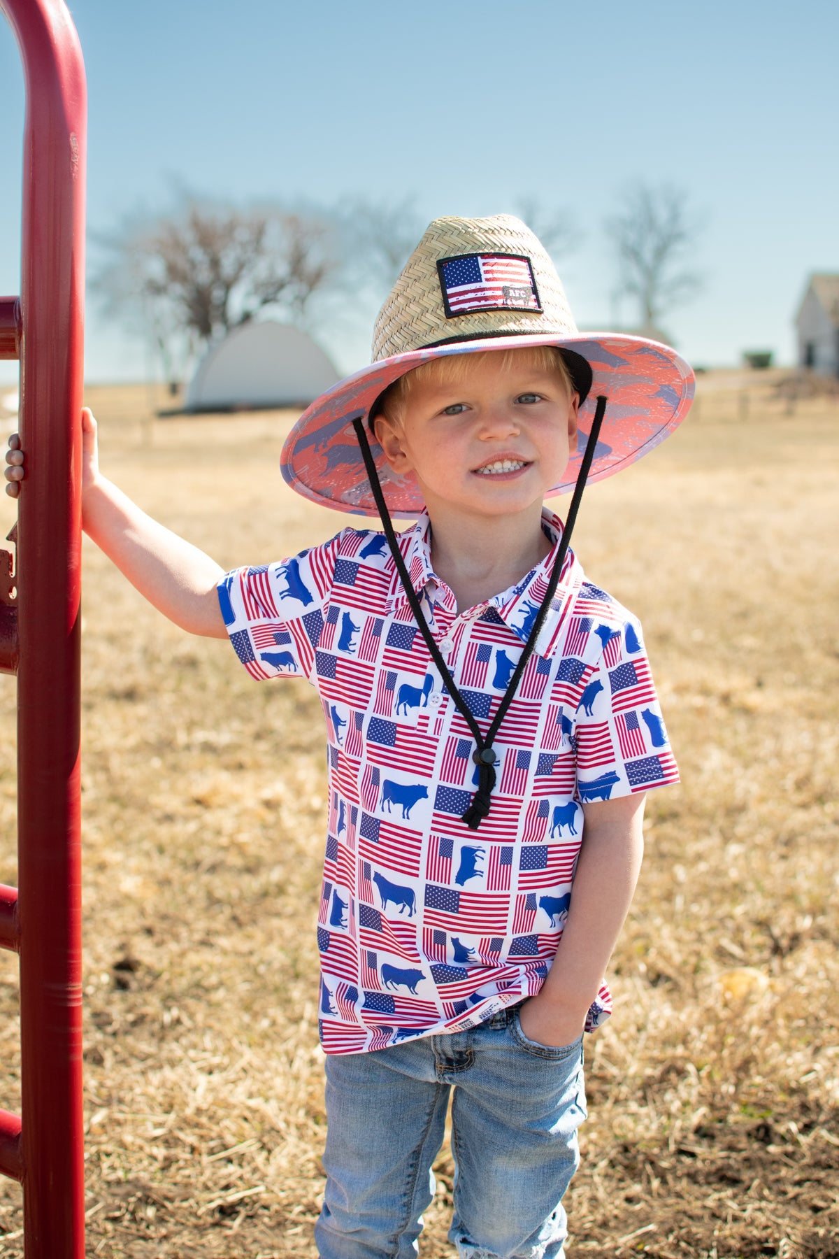 Patriotic Cow Camo™ Kids Straw Hat