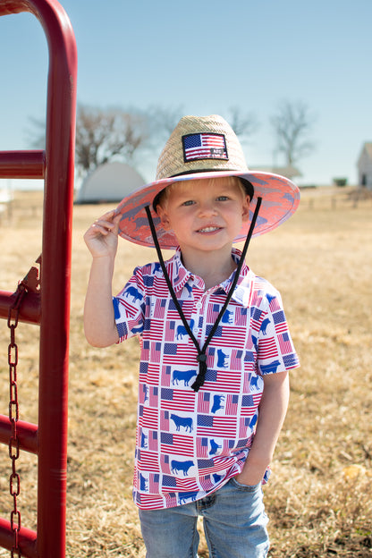 Patriotic Cow Camo™ Kids Straw Hat