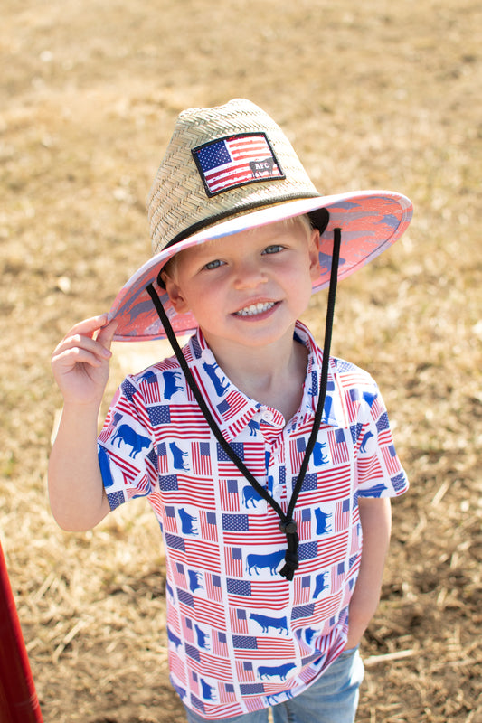 Patriotic Cow Camo™ Kids Straw Hat