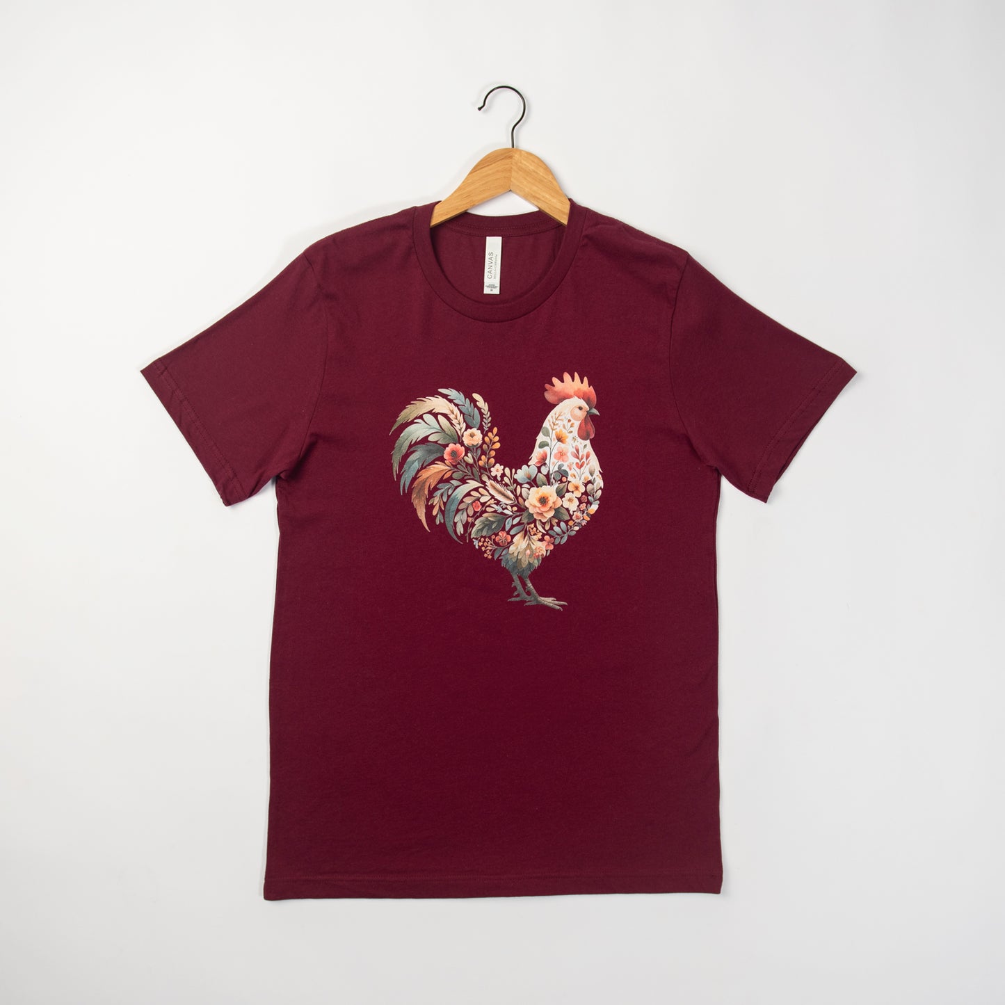 Floral Chicken Magenta Adult Tee - American Farm Company