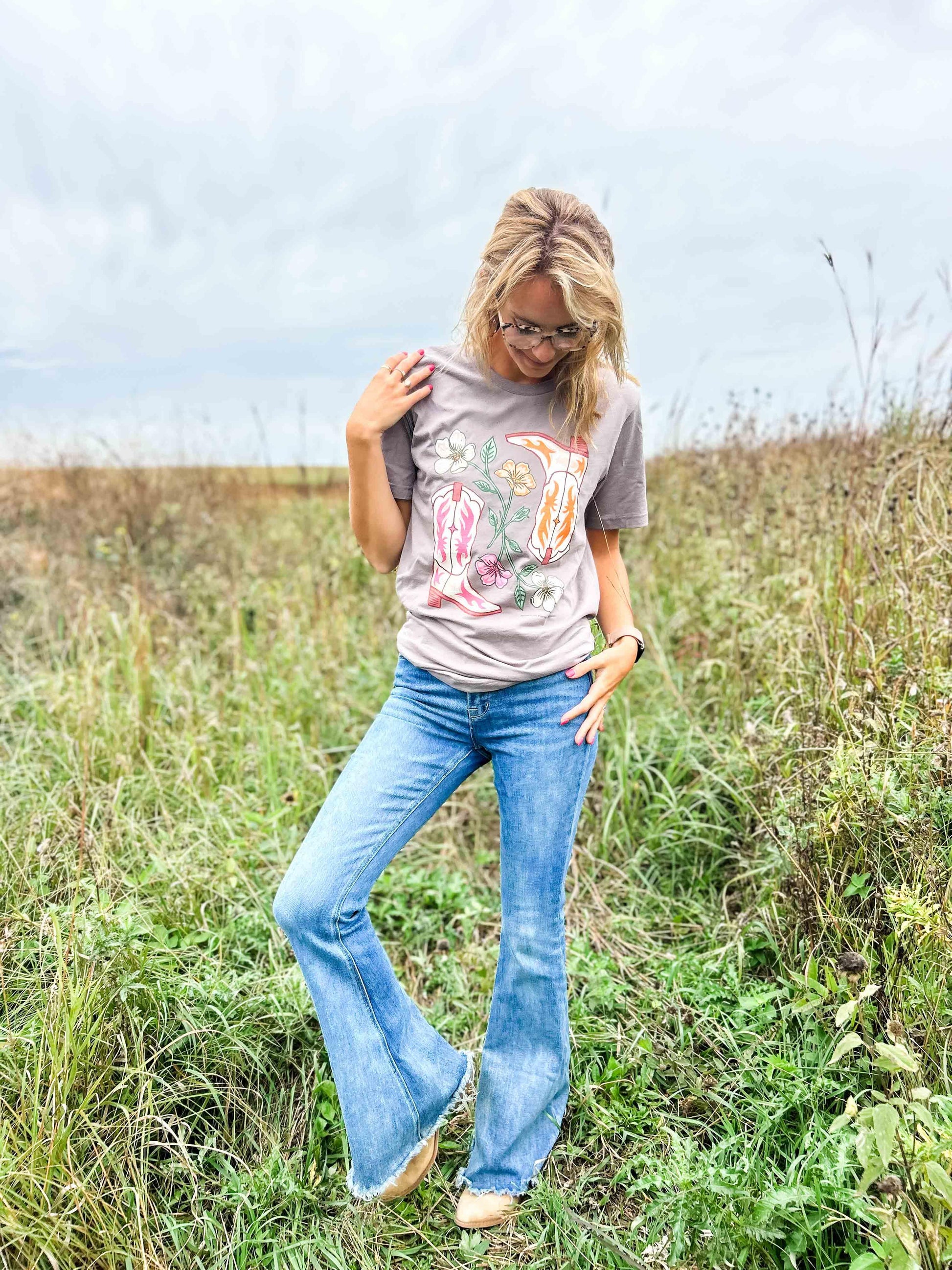 Floral Cowgirl Boots Tee - American Farm Company