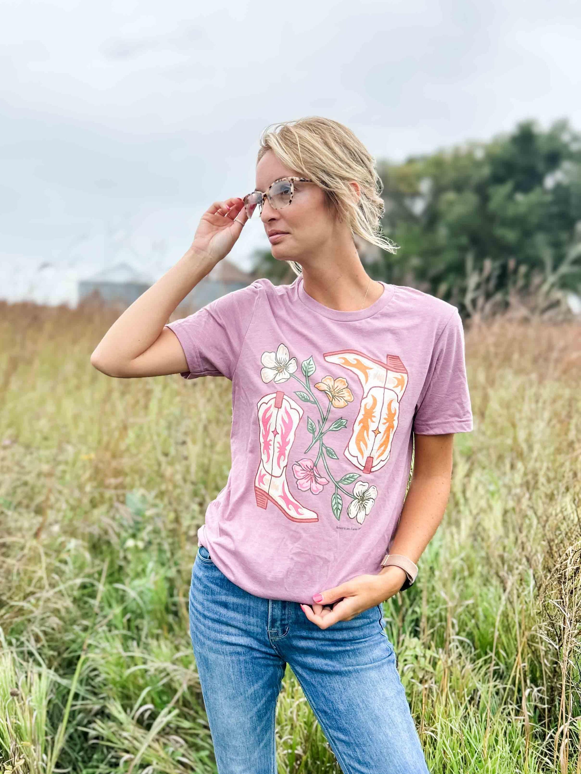 Floral Cowgirl Boots Tee - American Farm Company