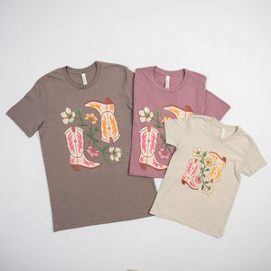 Floral Cowgirl Boots Youth Tee - American Farm Company