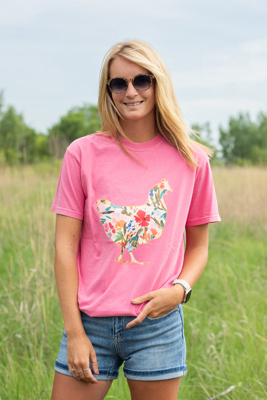 Floral Chicken Tee