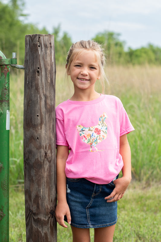 Floral Chicken Youth Tee