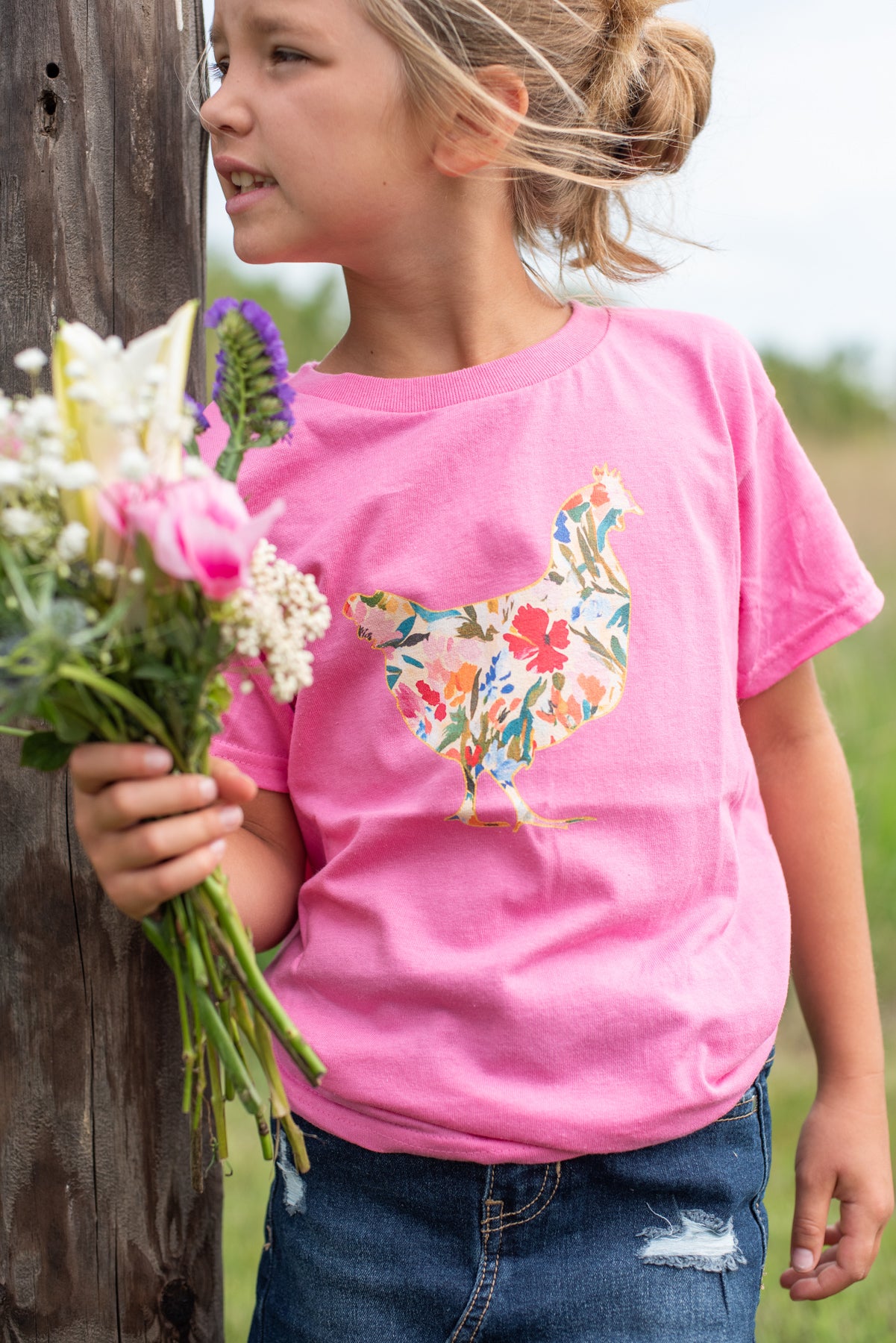 Floral Chicken Youth Tee