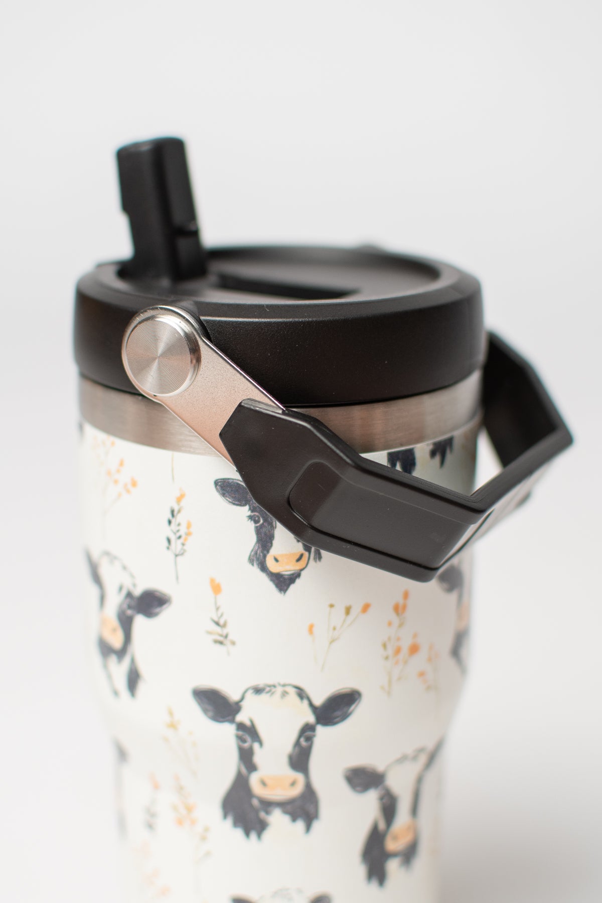Floral Holstein 20oz Kids Bucket Handle Tumbler