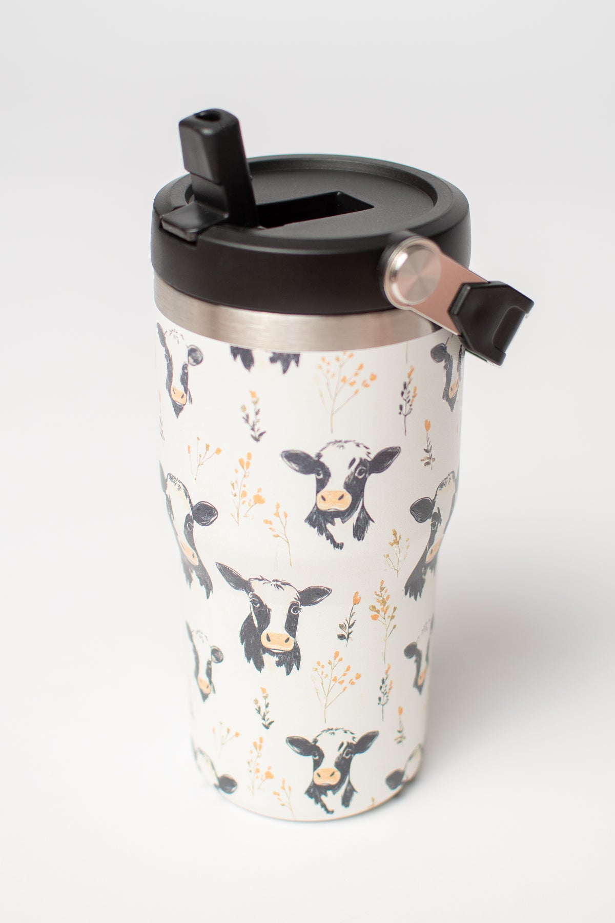 Floral Holstein 20oz Kids Bucket Handle Tumbler