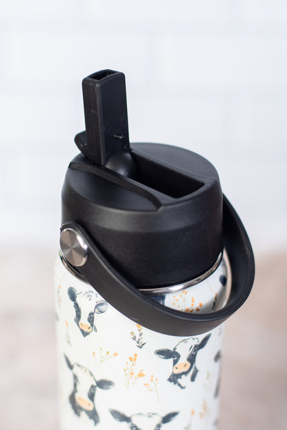 Floral Holstein 22oz Water Bottle