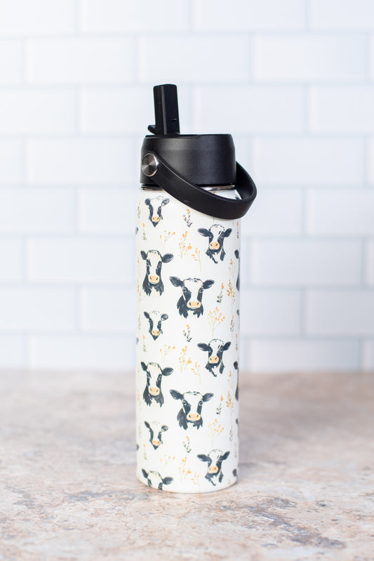 Floral Holstein 22oz Water Bottle