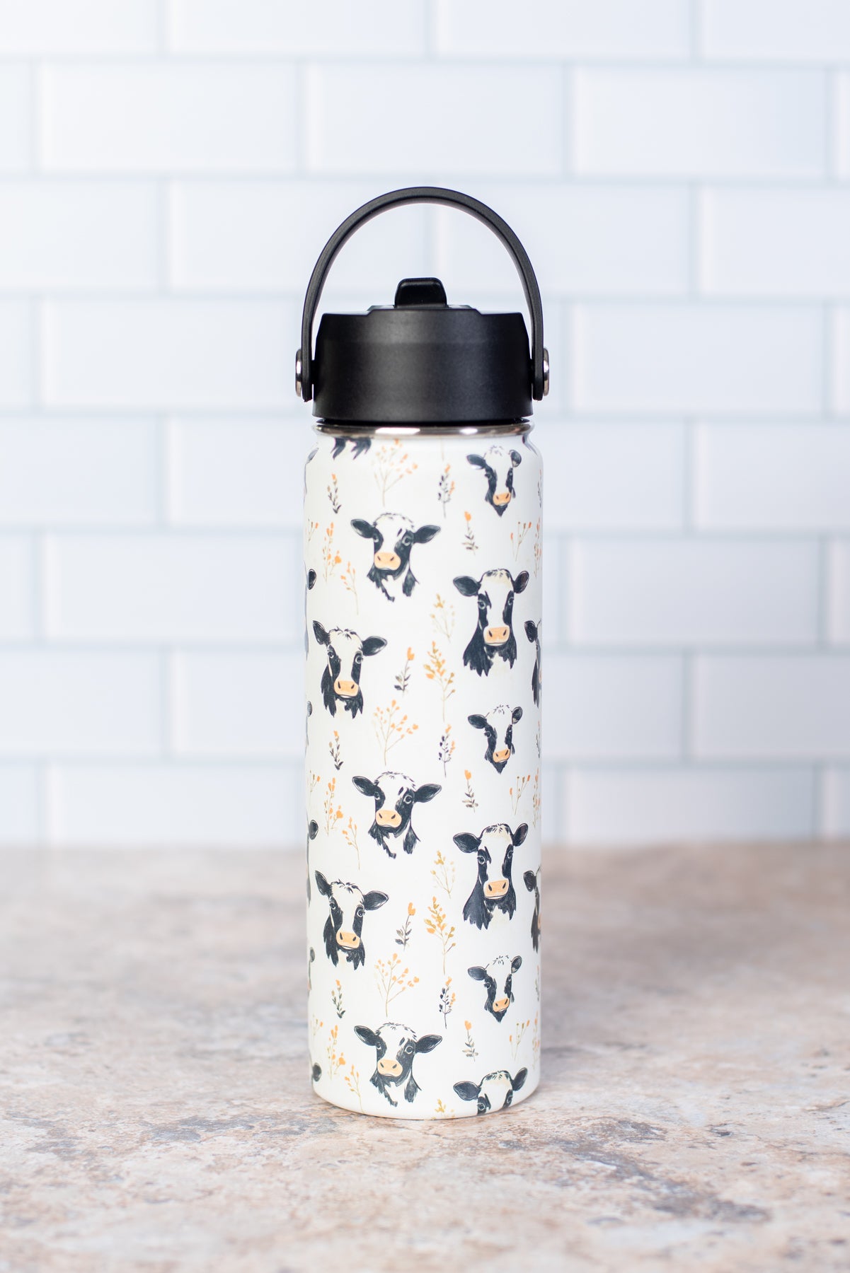 Floral Holstein 22oz Water Bottle