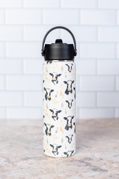 Floral Holstein 22oz Water Bottle