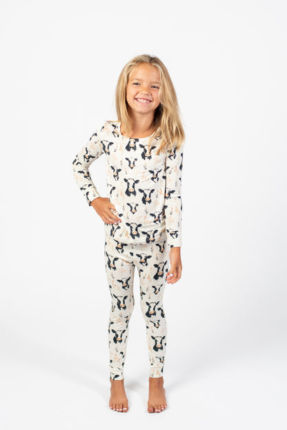 Floral Holstein Toddler/Youth Bamboo Pajama Set