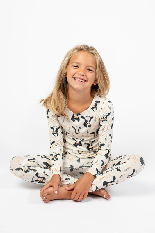 Floral Holstein Toddler/Youth Bamboo Pajama Set