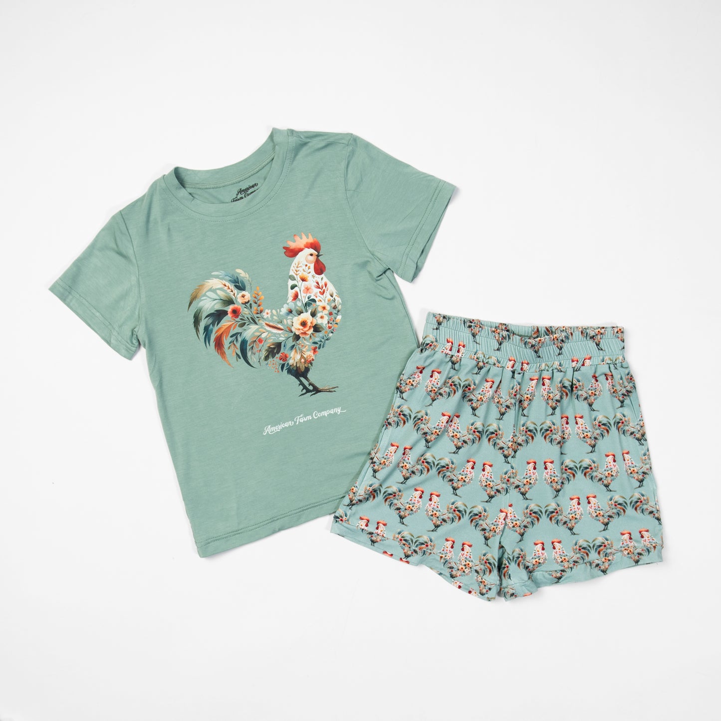 Floral Chicken Toddler/Youth Bamboo Pajama Set