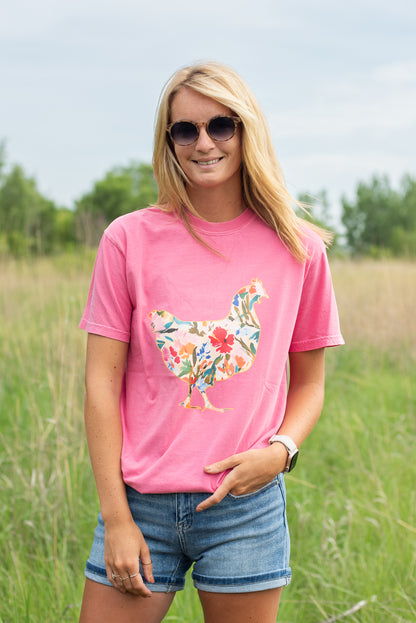 Floral Chicken Tee