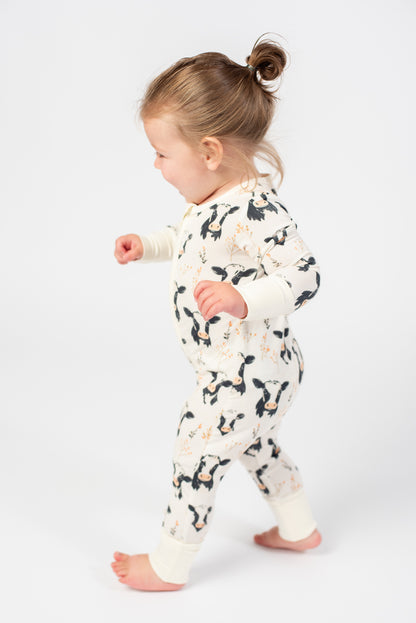 Floral Holsteins Bamboo Baby Zippy