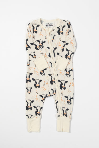 Floral Holsteins Bamboo Baby Zippy