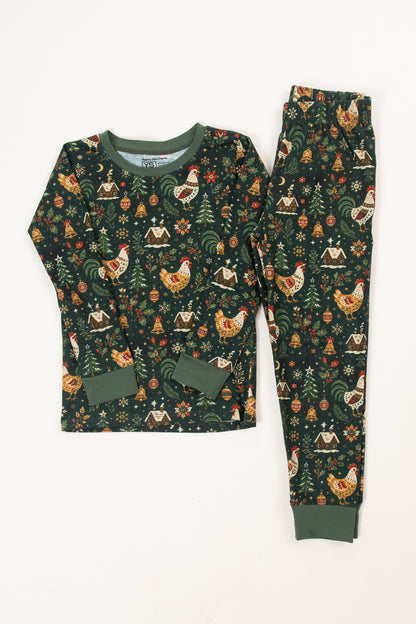 Folk Christmas Chicken Toddler/Youth Pajama Pant Set *Preorder*