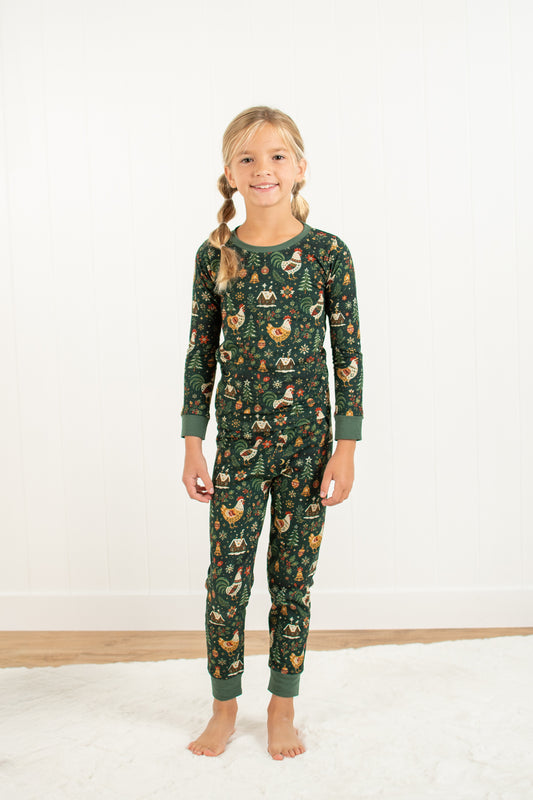 Folk Christmas Chicken Toddler/Youth Pajama Pant Set *Preorder*
