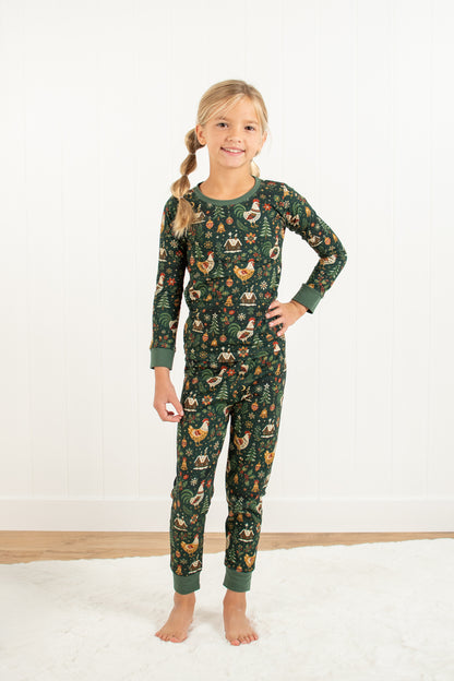Folk Christmas Chicken Toddler/Youth Pajama Pant Set *Preorder*