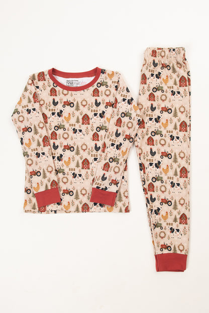 Folk Farm Christmas Animals Toddler/Youth Pajama Pant Set *Preorder*
