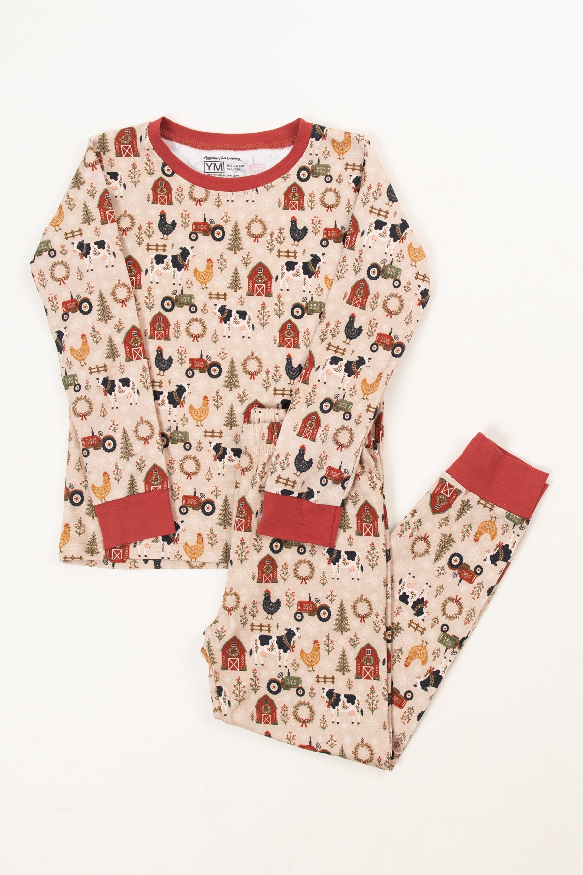 Folk Farm Christmas Animals Toddler/Youth Pajama Pant Set *Preorder*