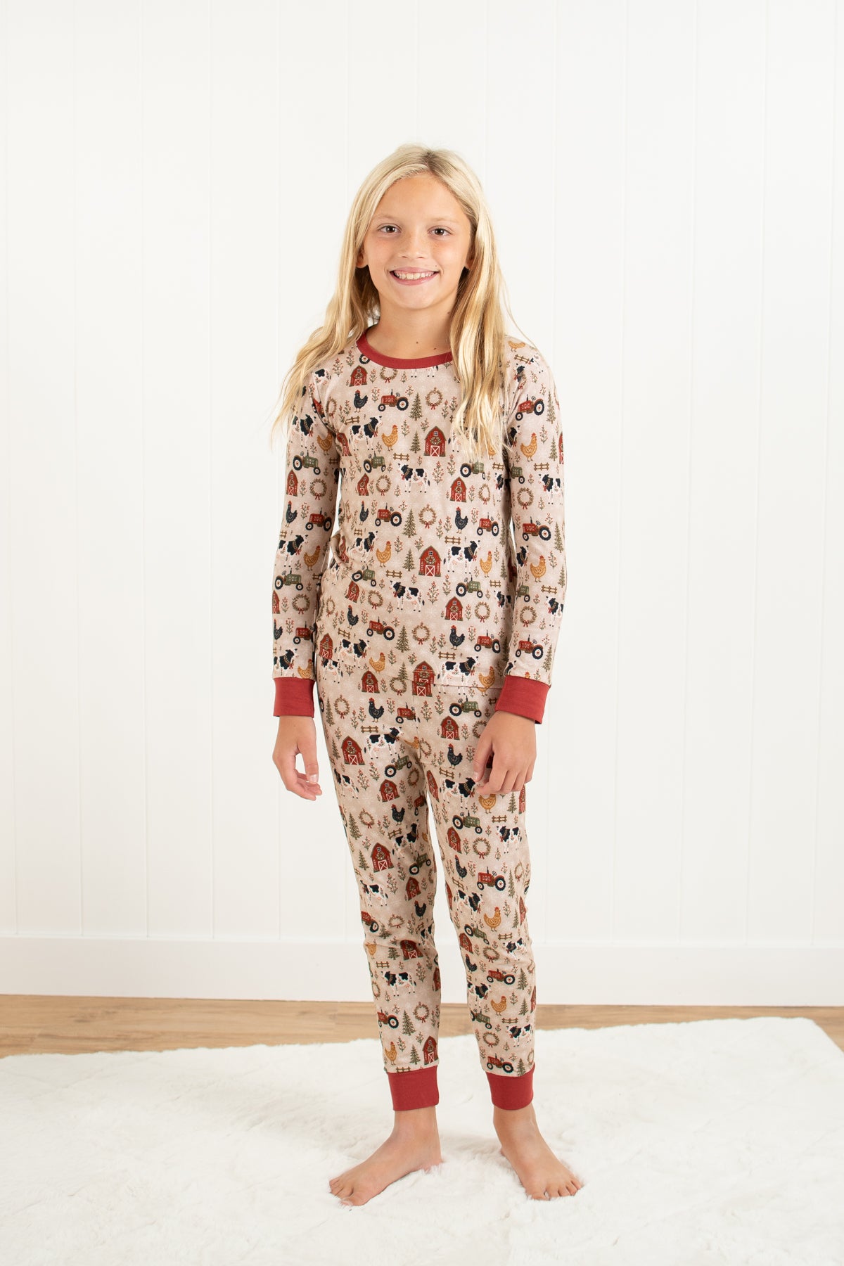 Folk Farm Christmas Animals Toddler/Youth Pajama Pant Set *Preorder*