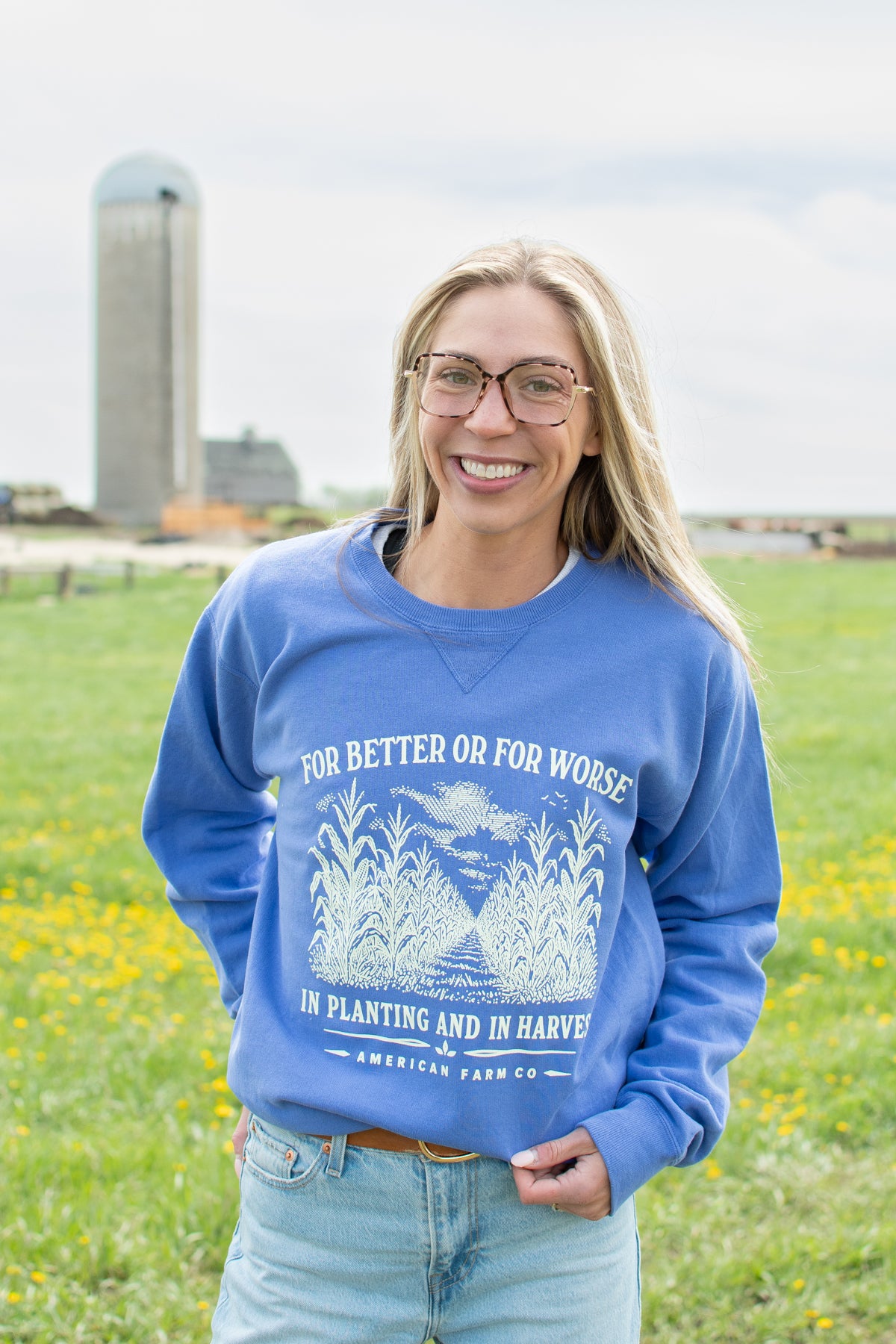 For Better or For Worse, In Planting and In Harvest' Blue Crewneck