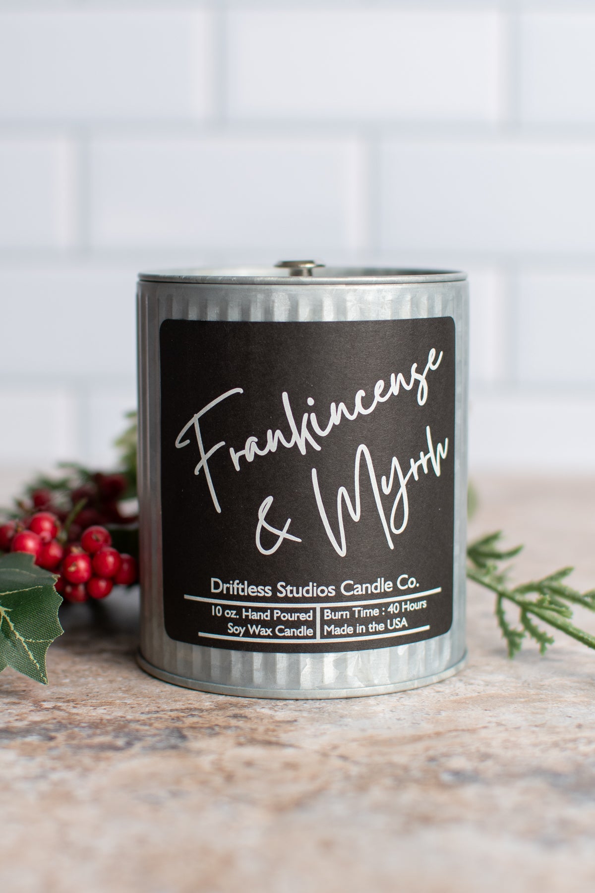 Frankincense & Myrrh Tin Farmhouse Candle