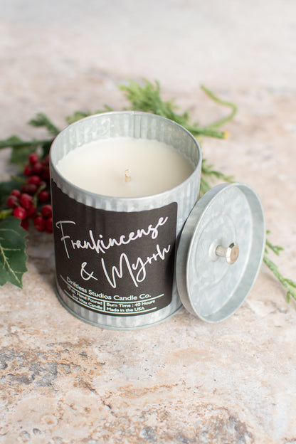 Frankincense & Myrrh Tin Farmhouse Candle