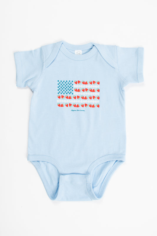 Fruit Flag Light Blue Onesie