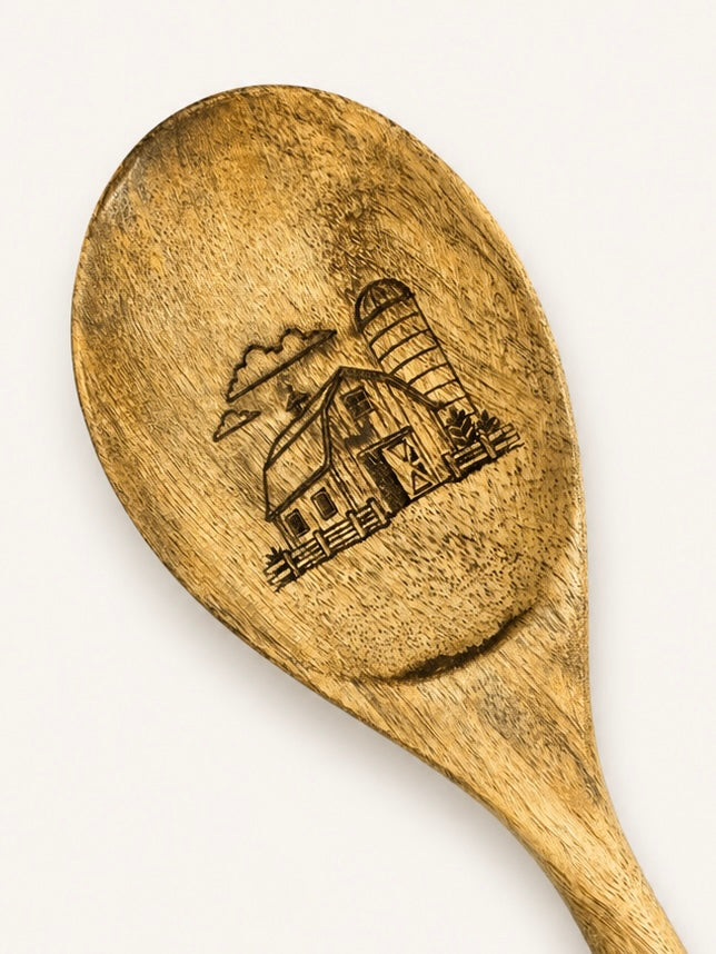 Farm Engraved Wooden Spoon